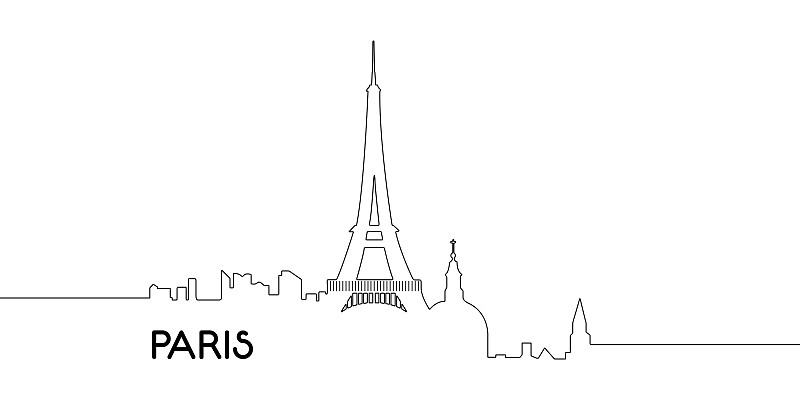 轮廓,巴黎,分离着色,纪念碑,水平画幅,无人,绘画插图,城市扩张,阴影,户外