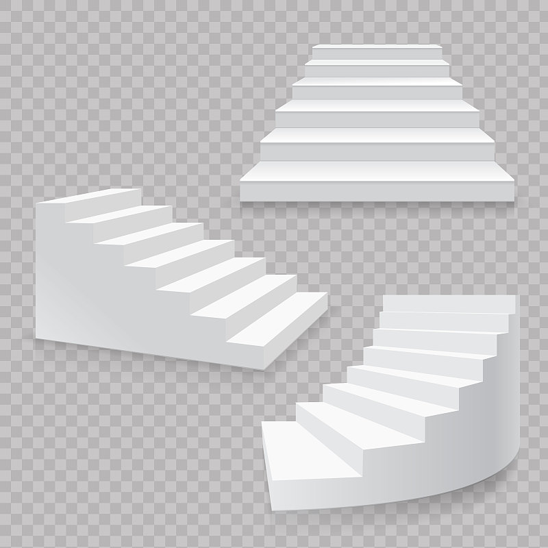 楼梯,白色,三维图形,矢量,分离着色,台阶,艺术,提举,建筑设备,绘画插图