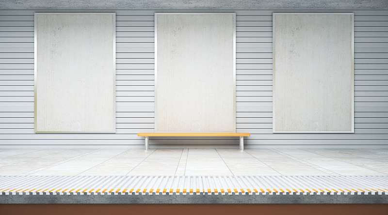地铁,空的,布告栏,三个物体,长椅,边框,座位,水平画幅,无人,绘画插图