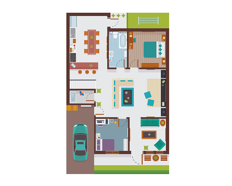 绘画插图,住宅房间,计划书,房屋,平坦的,透过窗户往外看,家庭,极简构图,室内,顶部