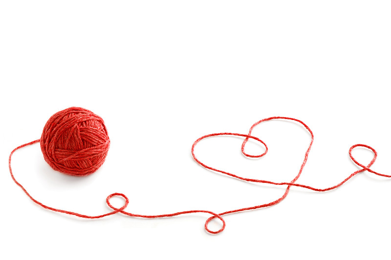 球,线,心型,羊毛,白色背景,分离着色,钩针编织品,水平画幅,形状,纺织品