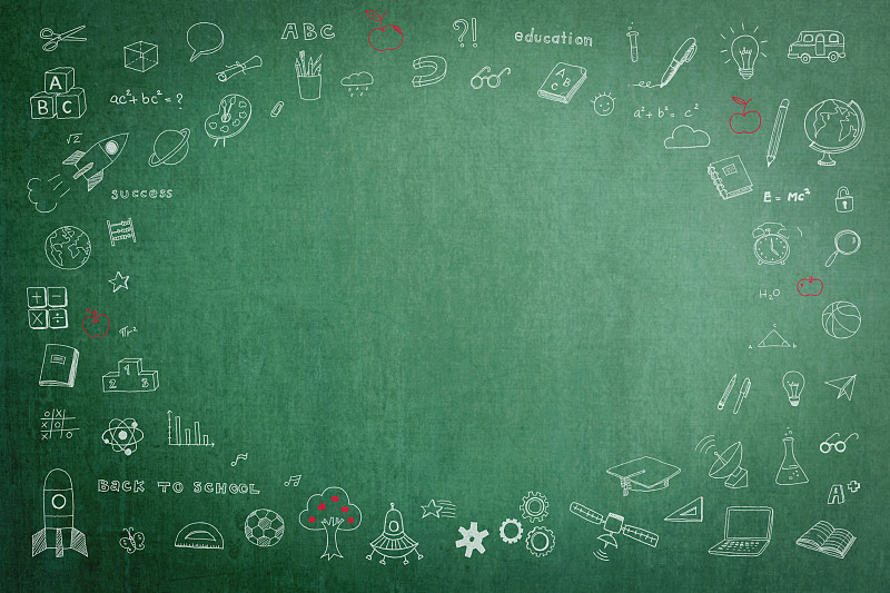 黑板,未成年学生,留白,绿色,商务,专门技术,法定假日,边框,粉笔,泰国