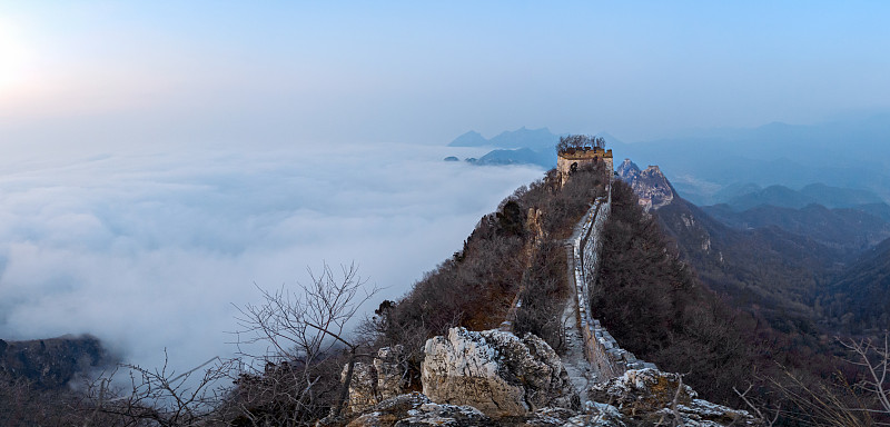 雾,要塞,世界遗产,过去,非凡的,石材,围墙,北京,山脉,远古的