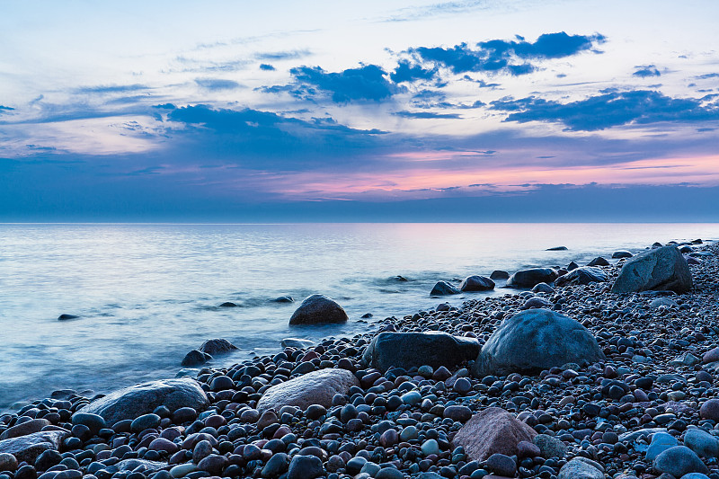 波罗的海,海滩,黄昏,水,天空,水平画幅,云,无人,岩石,自然