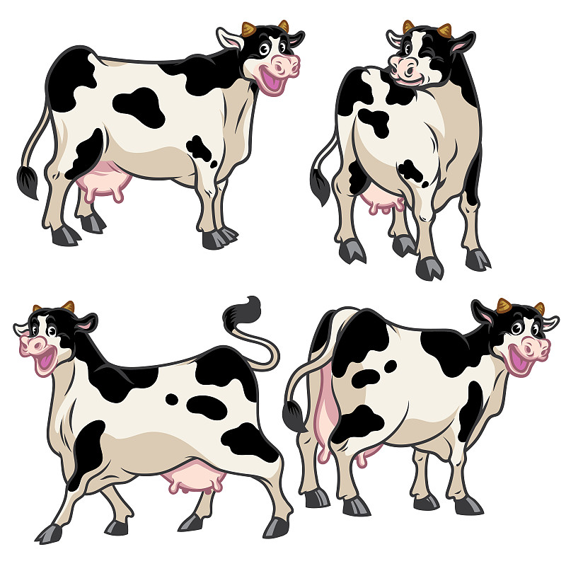 幸福,母牛,绘画插图,水平画幅,食草动物,符号,巨大的,性格,标签,盒子