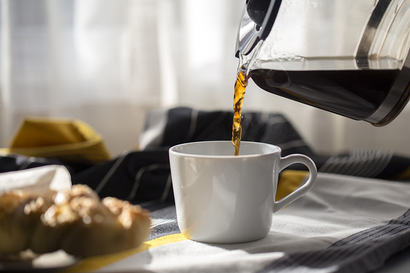 早餐,咖啡,水平画幅,无人,早晨,乡村风格,明亮,咖啡壶,简单生活,黑咖啡