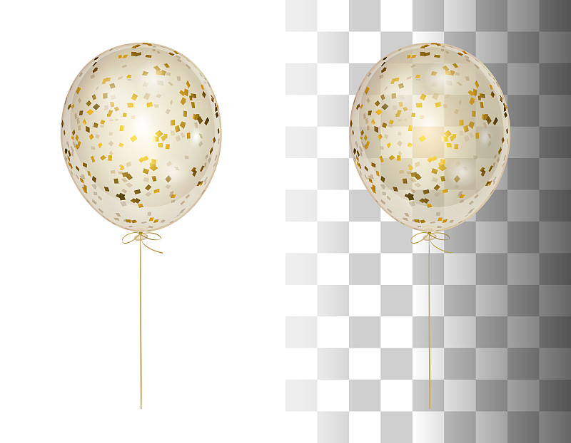 白色,三维图形,闪亮的,黄金,五彩纸屑,透明,氦气球,分离着色,飞,写实