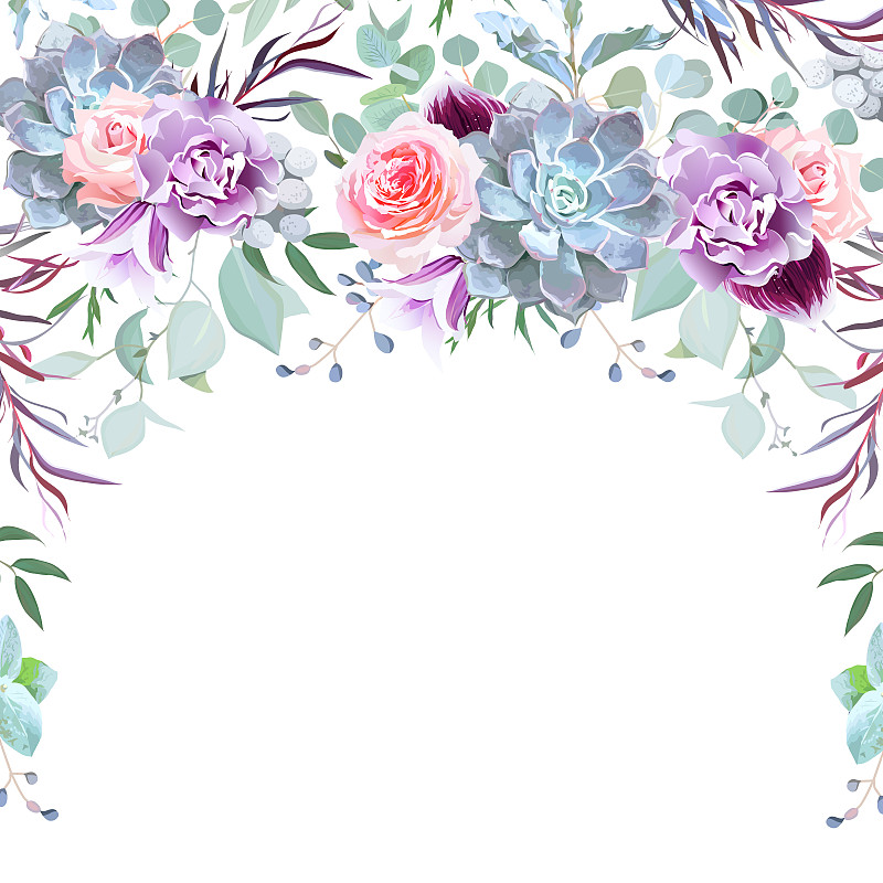 边框,仅一朵花,半圆形,花环,贺卡,枝繁叶茂,无人,绘画插图,古典式,俄罗斯