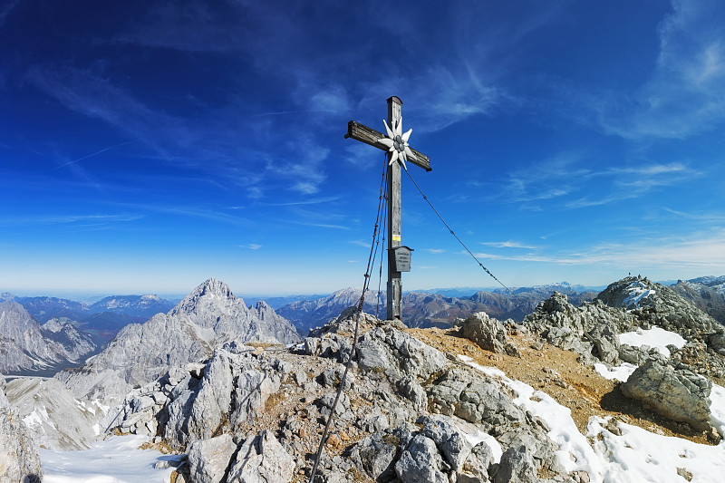 Summit,cross,of,Mount,Gro?er,Hundstod,-,Nationalpark,Berchtegaden,,Alps