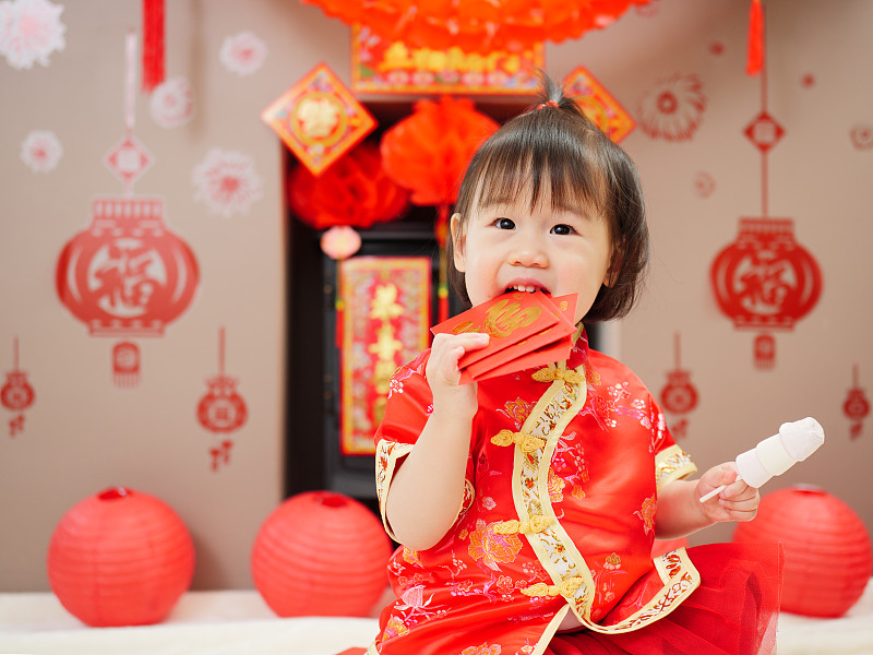 女婴,春节,传统,婴儿服装,女孩,中国人,狗年,运气,连衣裙,新的