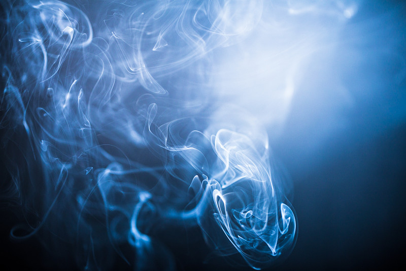 黑色背景,烟,特写,蓝色,抽象,漩涡形,灵性,纹理效果,熏香,光