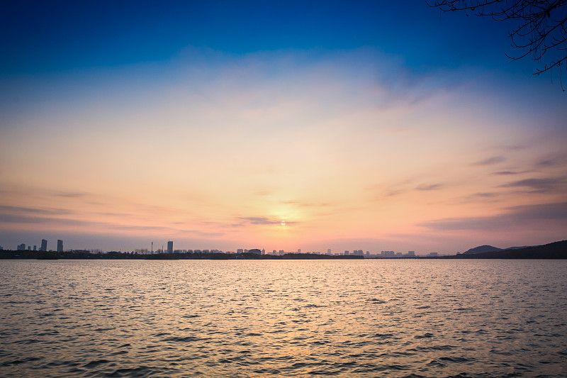 都市风景,河流,福州,水,天空,美,水平画幅,无人,鸟类,早晨