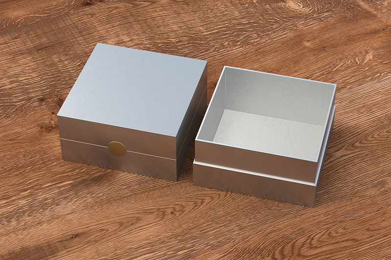 盒子,两个物体,开着的,方形画幅,关闭的,新的,水平画幅,银色,铝,绘画插图