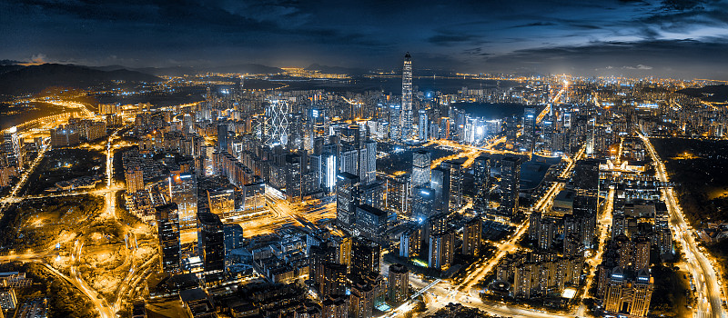 夜晚,现代,城市,选择对焦,天空,水平画幅,无人,户外,都市风景,商业金融和工业