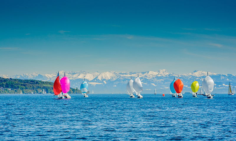 风,有帆船,水,天空,休闲活动,水平画幅,雪,气球,夏天,户外