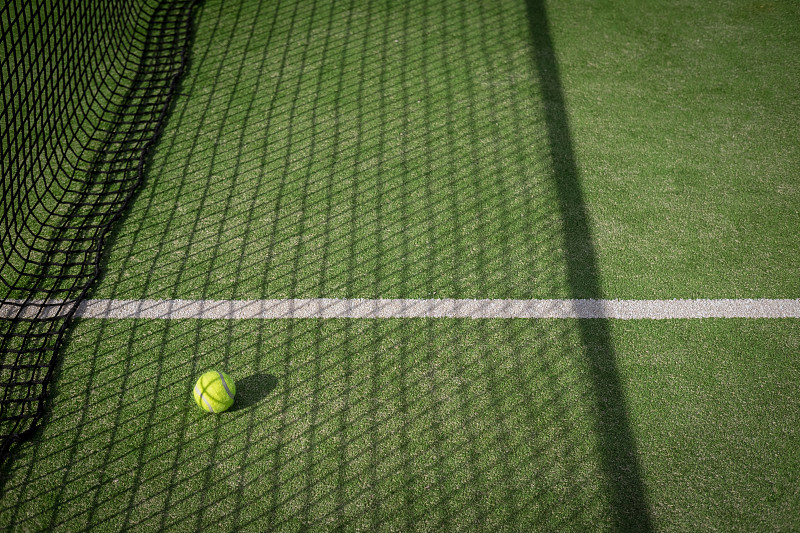 球,网,桨,网球场,网球网,人造的,草原,休闲活动,水平画幅,无人