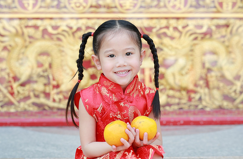 小山羊,灵性,橙色,泰国,可爱的,女孩,概念,拿着,亚洲