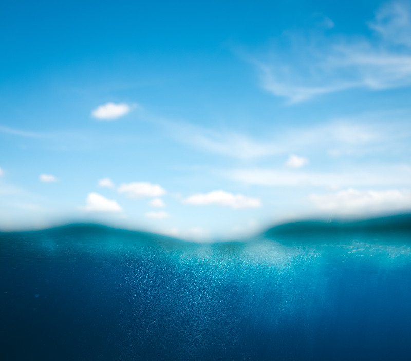 水下,水,天空,留白,水平画幅,水肺潜水,云,无人,湿,纯净