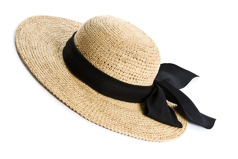 草帽,黑色,缎带,厚的,宽的边缘,个人随身用品,水平画幅,无人,蝴蝶结,女性特质