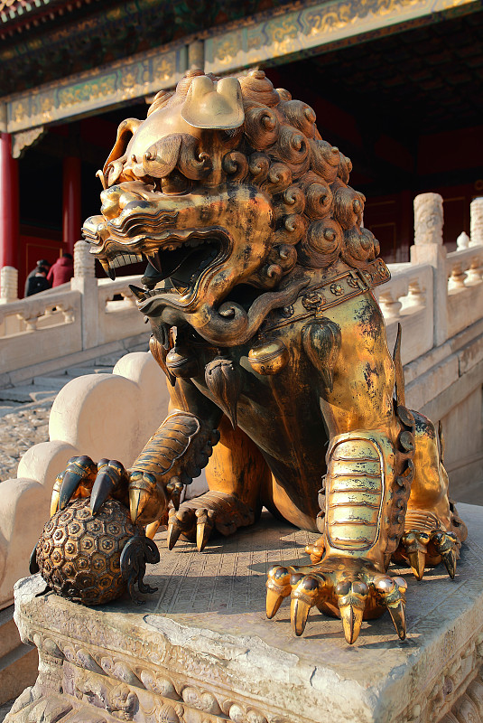 故宫,狮子,铜像,亚洲狮,当地著名景点,明朝风格,亭台楼阁,禁止的,宫殿,雕像