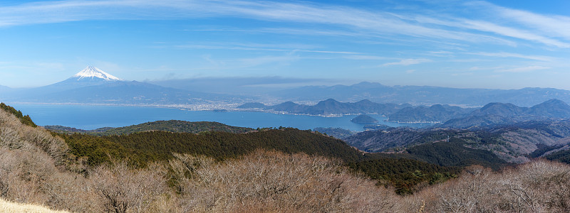 骏河湾,富士山,城镇景观,休闲活动,水平画幅,云,雪,伊豆半岛,户外,沼津