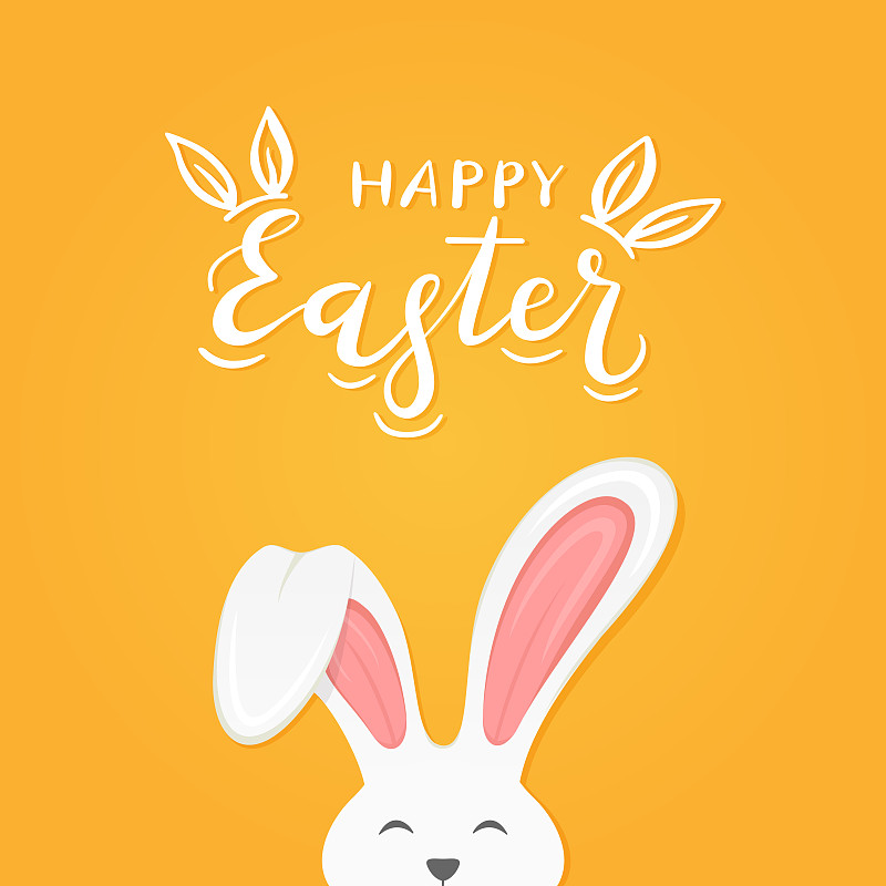 复活节,快乐,文字,橙色背景,兔子耳朵装,贺卡,小兔子,边框,绘画插图,符号