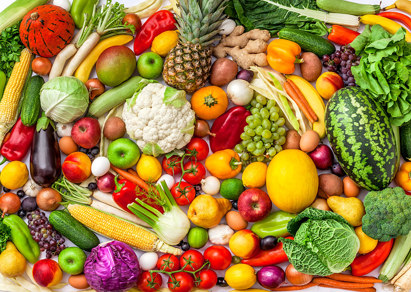 蔬菜,水果,多样,背景,组物体,多色的,清新,在上面,胡瓜,胡萝卜