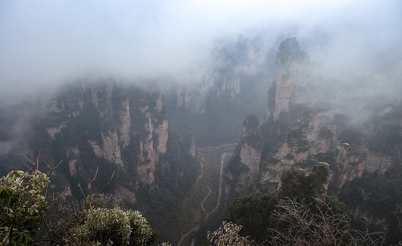 张家界,山,地形,中国,长沙,武陵源,沙岩,湖南省,山谷,高处