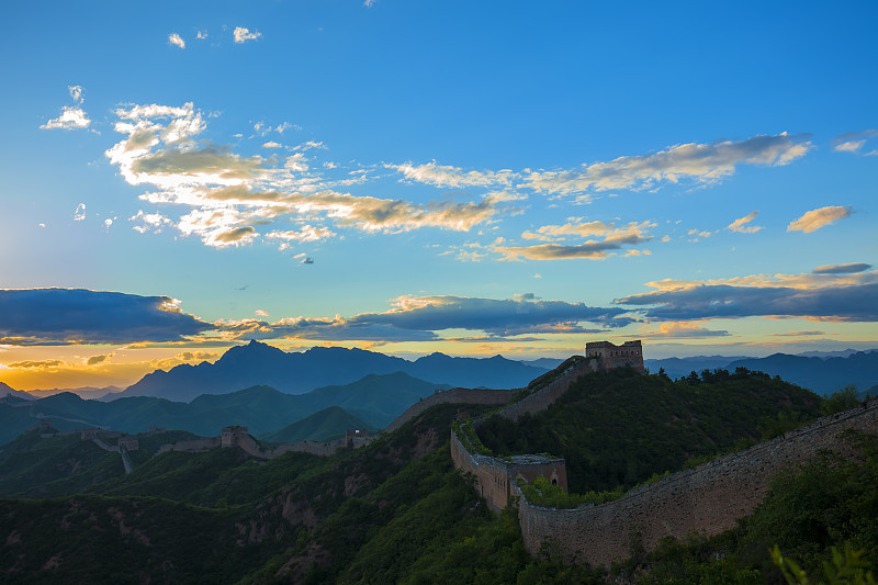 长城,黄昏,纪念碑,天空,古老的,边界,著名景点,风景,世界遗产,旅游目的地