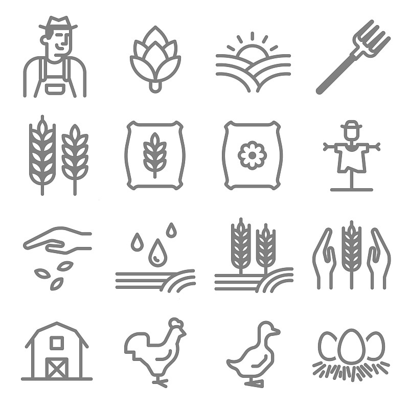 计算机图标,农业,成一排,绘画插图,商店,农作物,矢量,肥料,米,隆胸手术