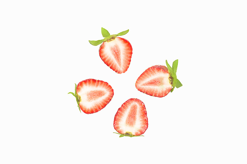 草莓,切片食物,白色背景,美,水平画幅,维生素,粉色背景,彩色背景,白色,动态动作
