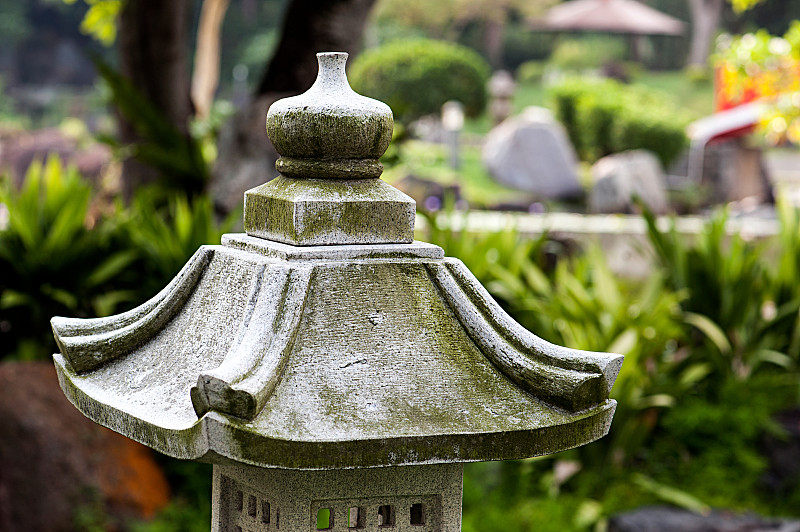 灯笼,日本,石头,园林,石灯笼,星和园,前面,植物园,水平画幅,新加坡