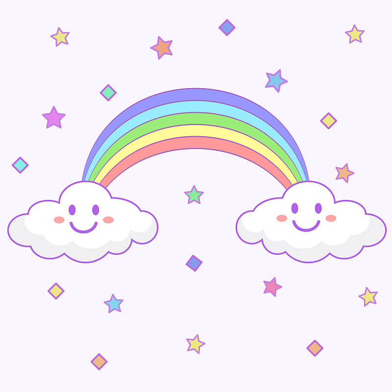 云,绘画插图,彩虹,矢量,可爱,计算机图标,白色背景,多色的,设计,覆盖