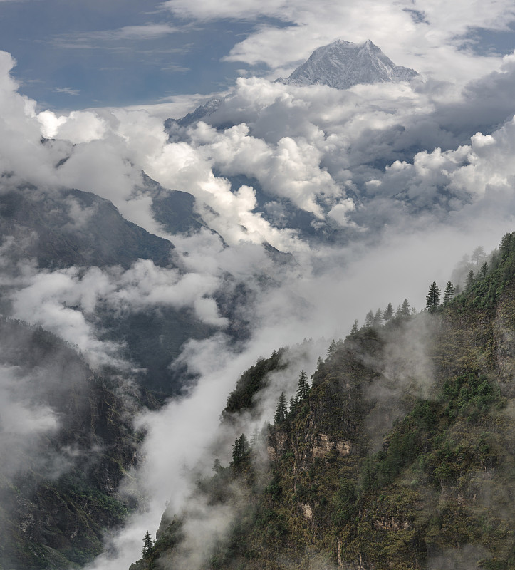 季候风,尼泊尔,云,喜马拉雅山脉,时间,nadi,安娜普娜山脉群峰,雨季,暴雨,极端天气