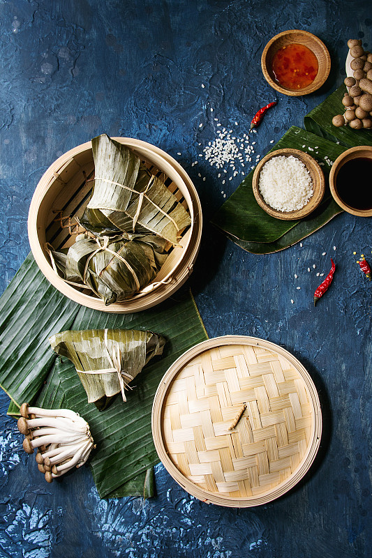 饺子,米,粽子,端午节,米饺子,蒸锅,金字塔,蒸菜,粘的,大豆