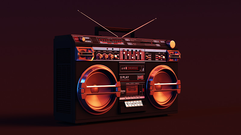 大功率录放机,1980-1989年图片,暗色,内置扬声器,嘻哈,犹太人区,刻板印象,时髦的,1980年-1989年,收音机