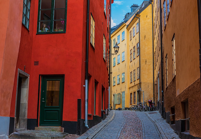 街道,圆石,斯德哥尔摩,巷,斯德哥尔摩老城,中世纪时代,水平画幅,王之岛,无人,斯塔霍尔门