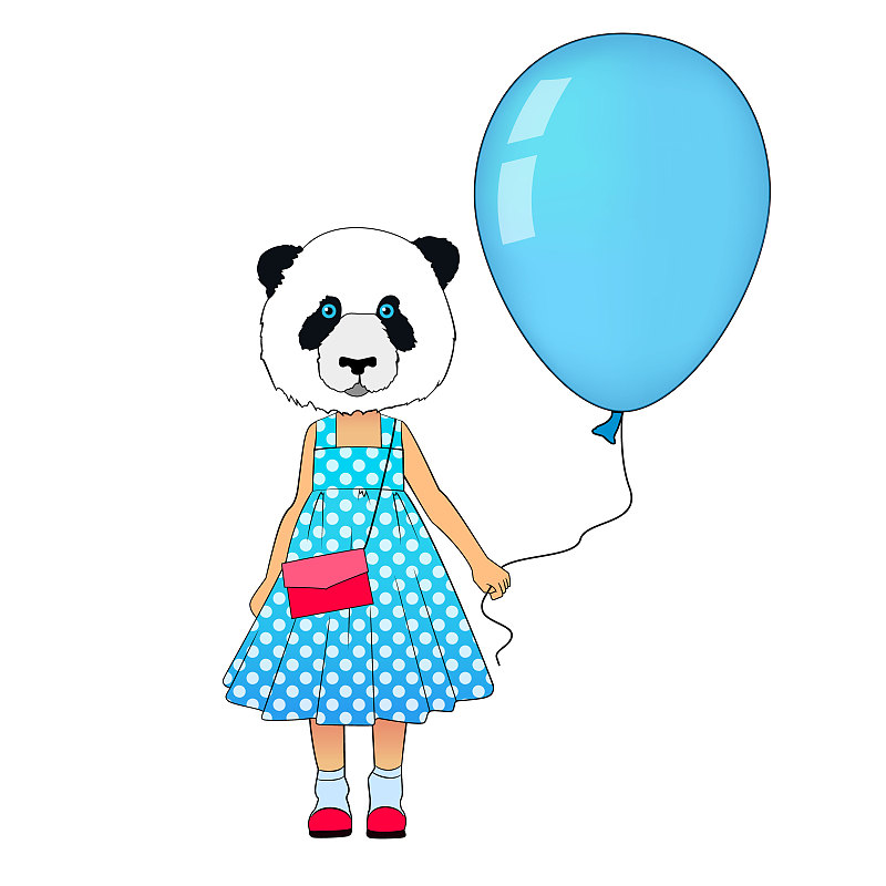 气球,熊,熊猫,儿童,连衣裙,衣服,时尚,动物,潮人,时髦的