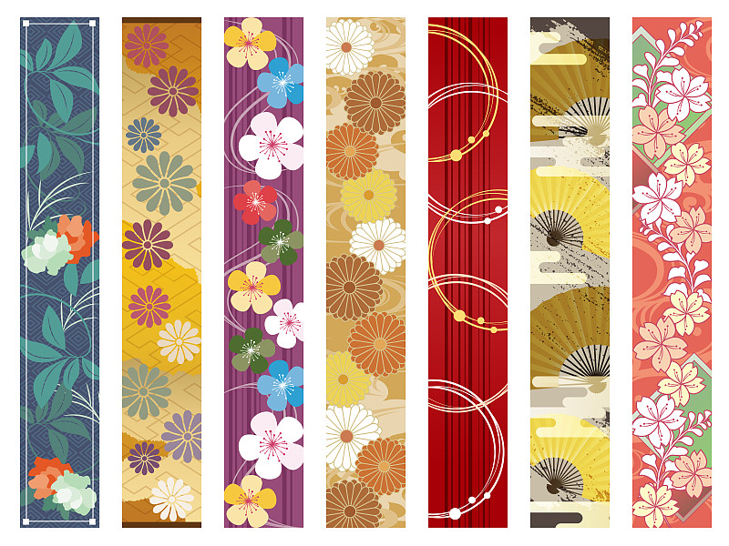式样,日本,折扇,植物叶柄,可折叠的,菊花,和服,金色,广告,水平画幅