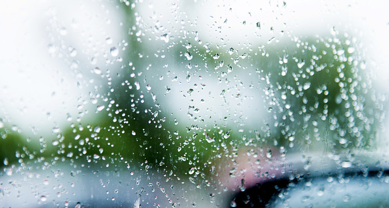 水,窗户,水滴,汽车,留白,暴风雨,水平画幅,透过窗户往外看,无人,暴雨