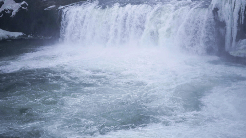 瀑布,山,巨大的,水,岩层,石材,冰岛国,冬天,著名景点,风景