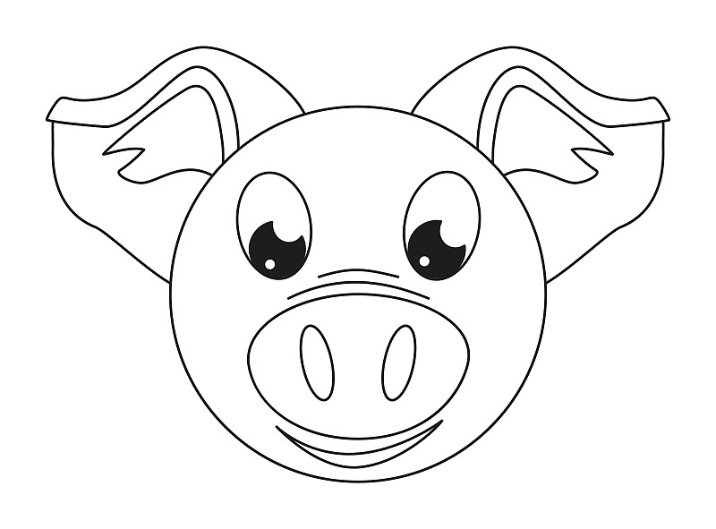 线条画,猪,黑白图片,似人脸,拟人笑脸,计算机图标,绘画插图,性格,动物身体部位,书页
