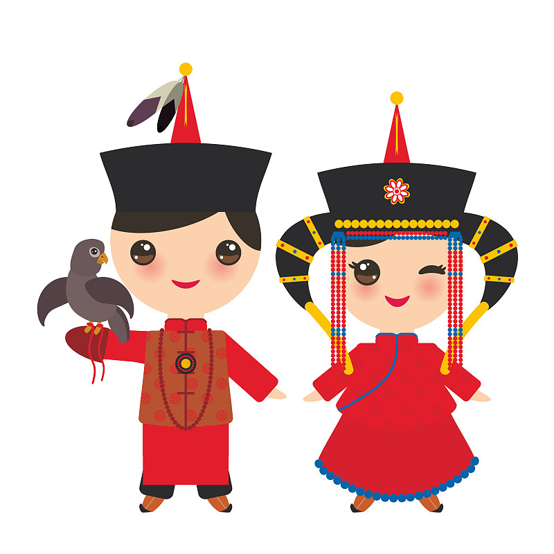 卡通,儿童,矢量,蒙古人,帽子,男孩,平衡折角灯,红色,女孩,探索