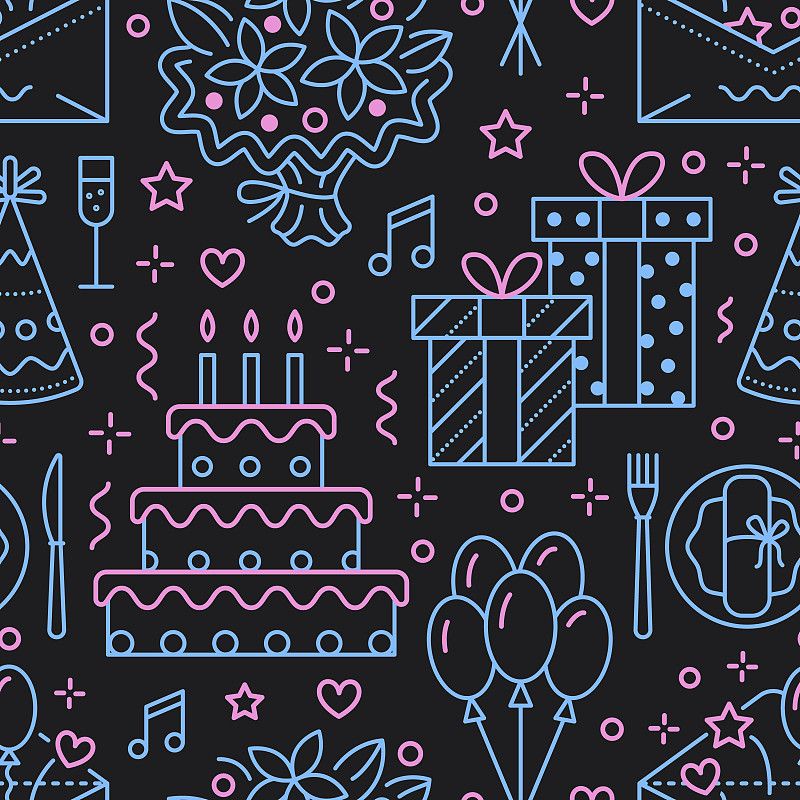 线条,事件,婚礼,四方连续纹样,背景,绘画插图,礼物,生日,粉色,气球