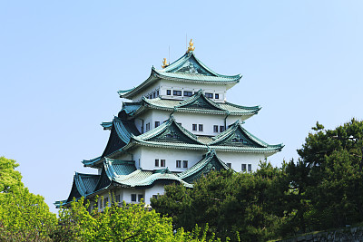 名古屋城堡和蓝天，日本，爱知县，名古屋