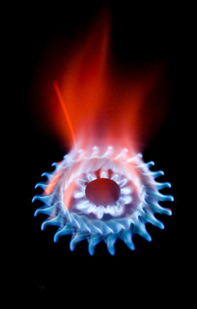 炉子上的煤气燃烧