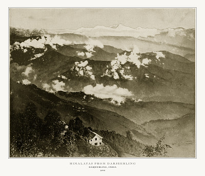 喜马拉雅山，大吉岭，印度，古印度照片，1893