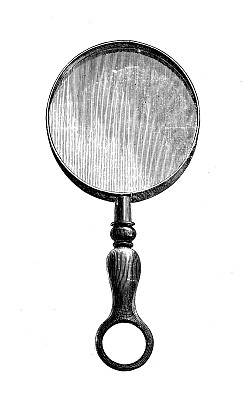 科学发现的古董插图，摄影:放大镜