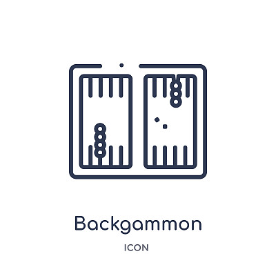 Linear backgammon icon from Gaming outline collection. Thin line backgammon icon isolated on white background. backgammon trendy illustration