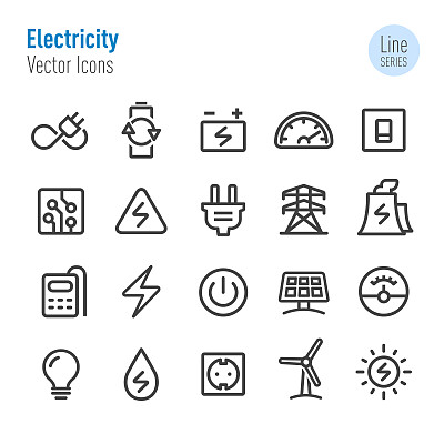 Electricity Icons - Vector Line Series
